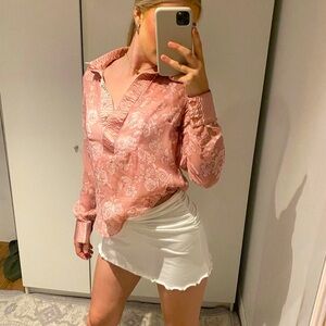 Pink rose and satin sheer blouse 💕
